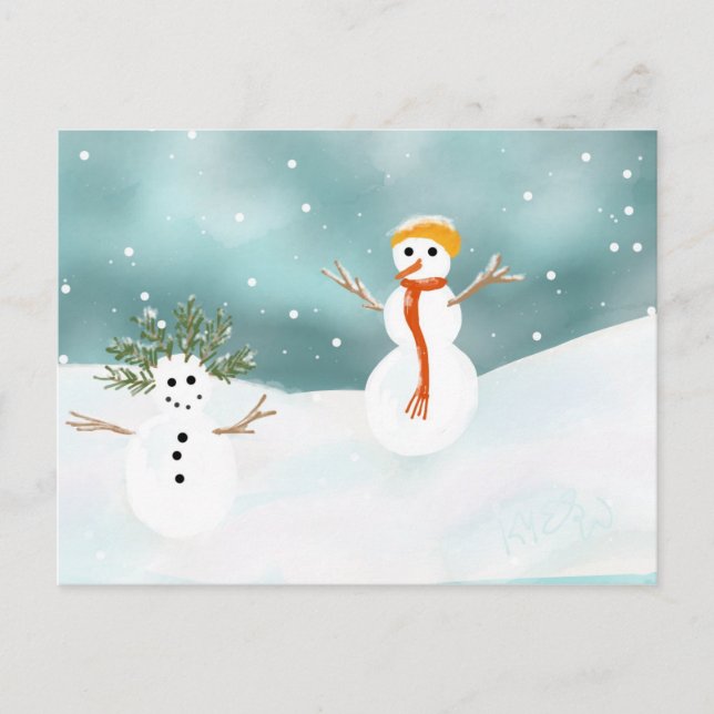 Cartão Postal Cartão-postal Happy Snowmen (Frente)