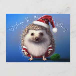 Cartão Postal Cartão-postal Hedgehog Santa Claus