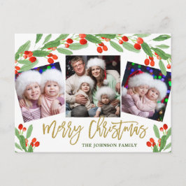 Cartão Postal Cartão-postal Holly Christmas Holiday 4 PHOTO