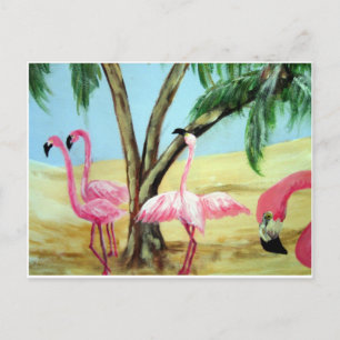 Cartão Postal Cartão-postal Horizonal "Flamingos da Flórida"