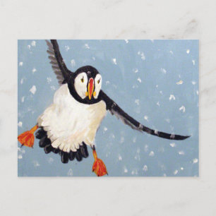 Cartão Postal Cartão-postal horizontal "Um Puffin Repleto"