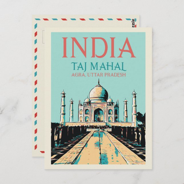 Cartão Postal Cartão-postal Índia Taj Mahal em Uttar Pradesh (Frente/Verso)