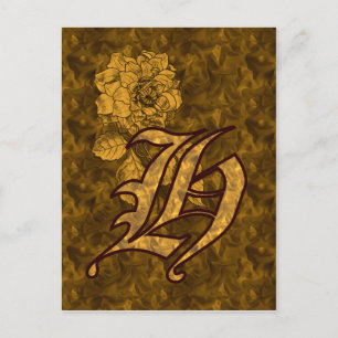 Cartão Postal Cartão-postal inicial Dourado H, monograma
