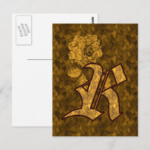 Cartão Postal Cartão-postal inicial Dourado Monograma