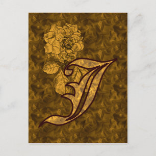 Cartão Postal Cartão-postal inicial J Dourado de pénia monograma
