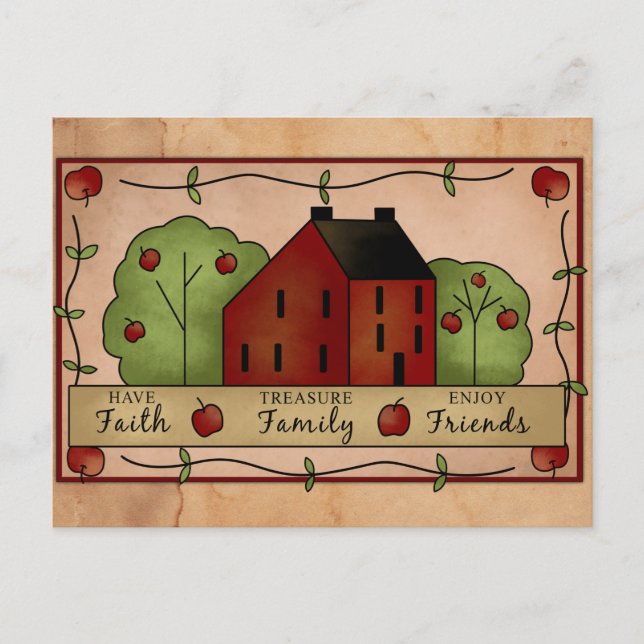 Cartão Postal Cartão-postal Inspirador de Maçãs de País (Frente)