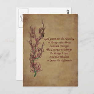 Cartão Postal Cartão-postal Inspirativo de Oração de Serenidade