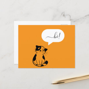 Cartão Postal Cartão-postal laranja divertido com Hi Cat