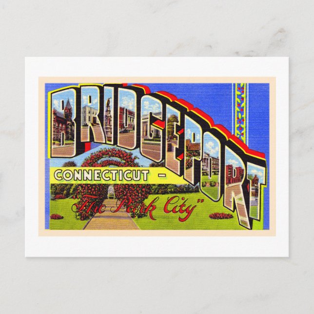 Cartão Postal Cartão-postal Letra Grande do Bridgeport Connectic (Frente)