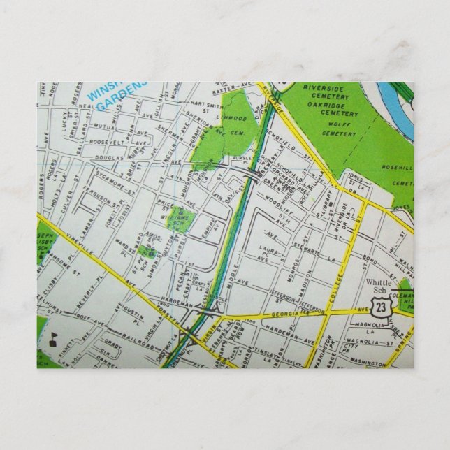 Cartão Postal Cartão-postal MACON, GA Vintage Map (Frente)