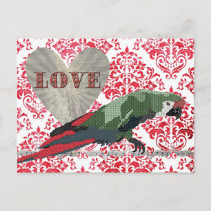 Cartão Postal Cartão-postal Majestoso Macaw Love Damask