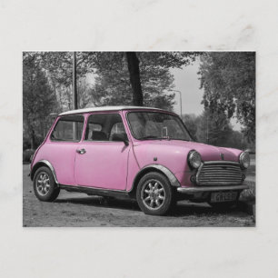 Cartão Postal Cartão-postal Mini Cooper Rosa