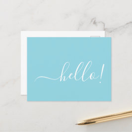 Cartão Postal Cartão-postal mínimo Robin Egg Blue Hello para Not