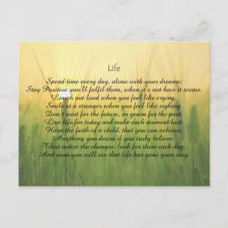 Cartão Postal Cartão-postal Motivacional Life para Incentivo.