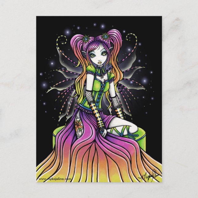 Cartão Postal Cartão-postal Myra Celestial Rainbow Fairy Art (Frente)