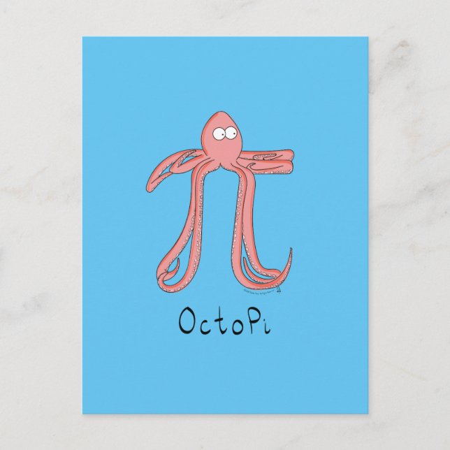 Cartão Postal Cartão-postal Octopus Cute Math Pi Day (Frente)