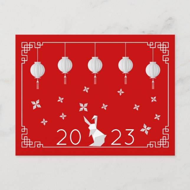 Cartão Postal Cartão-postal Origami de Ano Novo Chinês (Frente)