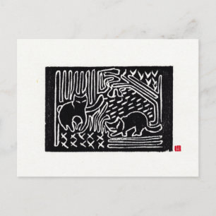 Cartão Postal Cartão-postal original de arte Cat