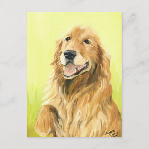 Cartão Postal Cartão-postal original de arte de cão do ouro Re