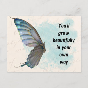 Cartão Postal Cartão-postal Padrão de Borboleta Azul Beige