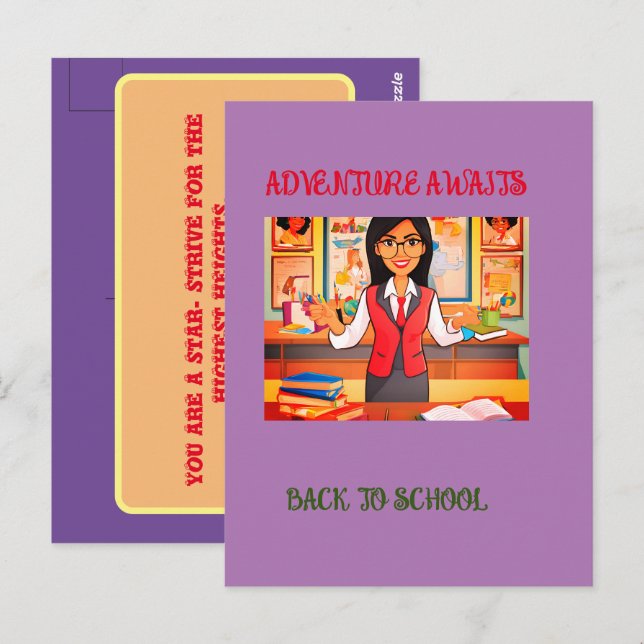 Cartão Postal Cartão-postal Padrão de Preto para Escola (Frente/Verso)