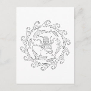 Cartão Postal Cartão-postal para a cor do adulto do Sea Life