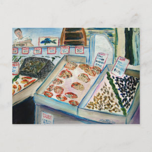 Cartão Postal Cartão-postal para a venda de marisco (Pike Place 