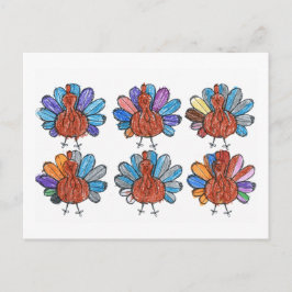 Cartão Postal Cartão-postal para as crianças do Crayon Turkeys