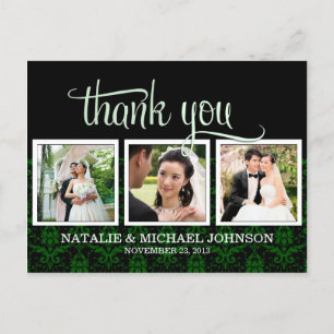 Cartão Postal Cartão-postal para casamento tema damasco Obrigado