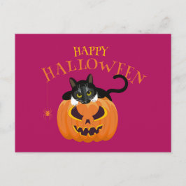 Cartão Postal Cartão-postal para diversão Feliz Halloween Cat
