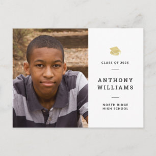 Cartão Postal Cartão-postal para Graduação de Foto em Preto e