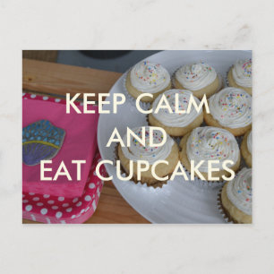 Cartão Postal Cartão-postal para Manter Calmo e Comer Cupcakes