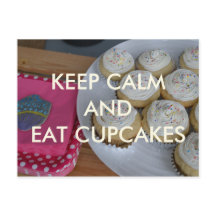 Cartão-postal para Manter Calmo e Comer Cupcakes