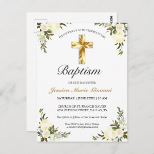 Cartão Postal Cartão-postal para o Bebê Floral de Ivory