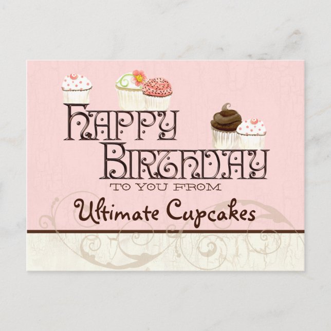 Cartão Postal Cartão-postal para o Cupcake de aniversário feliz (Frente)