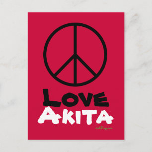 Cartão Postal Cartão-postal Peace Love Akita