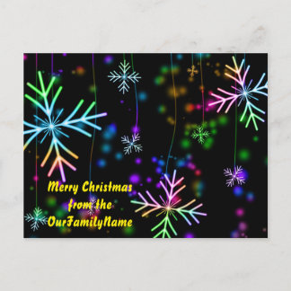 Cartão Postal Cartão-postal Personalizado com Neon Snowflakes