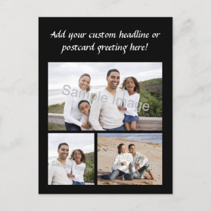 Cartão Postal Cartão-postal personalizado de colagem de 3 fotos