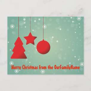 Cartão Postal Cartão-postal Personalizado de Natal do Red Ornam