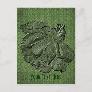 Cartão Postal Cartão-postal Personalizável Floral Rosa Verde
