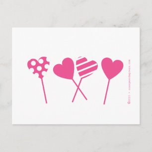 Cartão Postal Cartão-postal Pink Lollipop Hearts