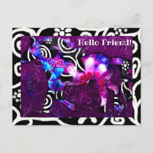 Cartão Postal Cartão-postal - Pintura de Cavalo-Abstrato