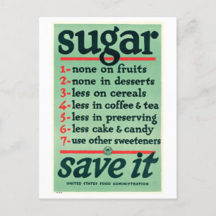 Cartão Postal Cartão-postal Poster de Vintage Wartime "Sugar — S