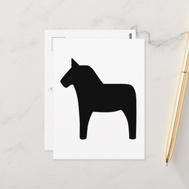 Cartão Postal Cartão-postal preto Dala Horse (Frente/Verso In Situ)