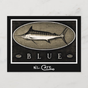 Cartão Postal Cartão-postal preto e branco azul-marlin