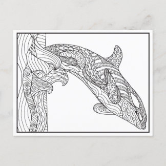 Cartão Postal Cartão-postal preto e branco da Orca