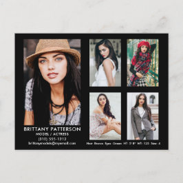 Cartão Postal Cartão-postal preto fotográfico do ator-modelo 5