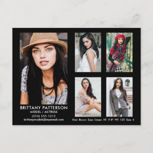 Cartão Postal Cartão-postal preto fotográfico do ator-modelo 5