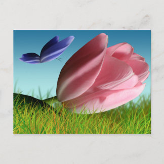 Cartão Postal Cartão-Postal primavera Tulip E Butterfly