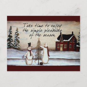 Cartão Postal Cartão-postal Primitivo Snowman